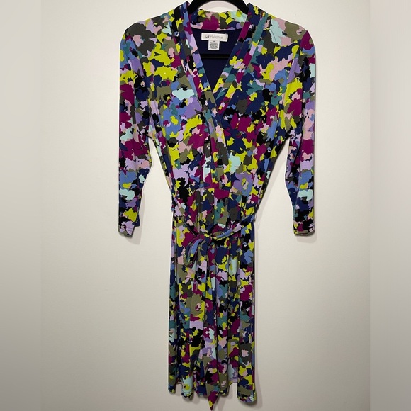 Liz Claiborne colorful patches v neck day dress size us 6 - Picture 1 of 7